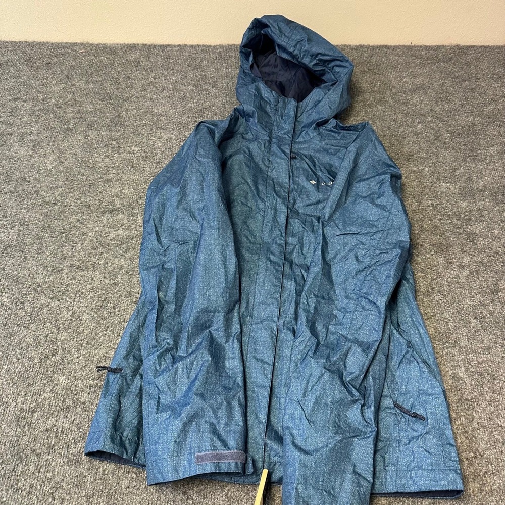 Columbia Jacket Womens Size XS Blue Hooded Rain Windbreaker Outdoor Full Zip